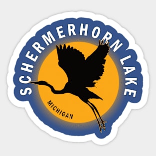 Schermerhorn Lake in Michigan Heron Sunrise Sticker